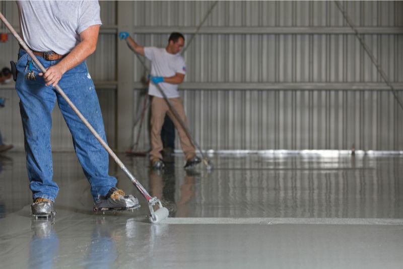 Garage epoxy flooring application