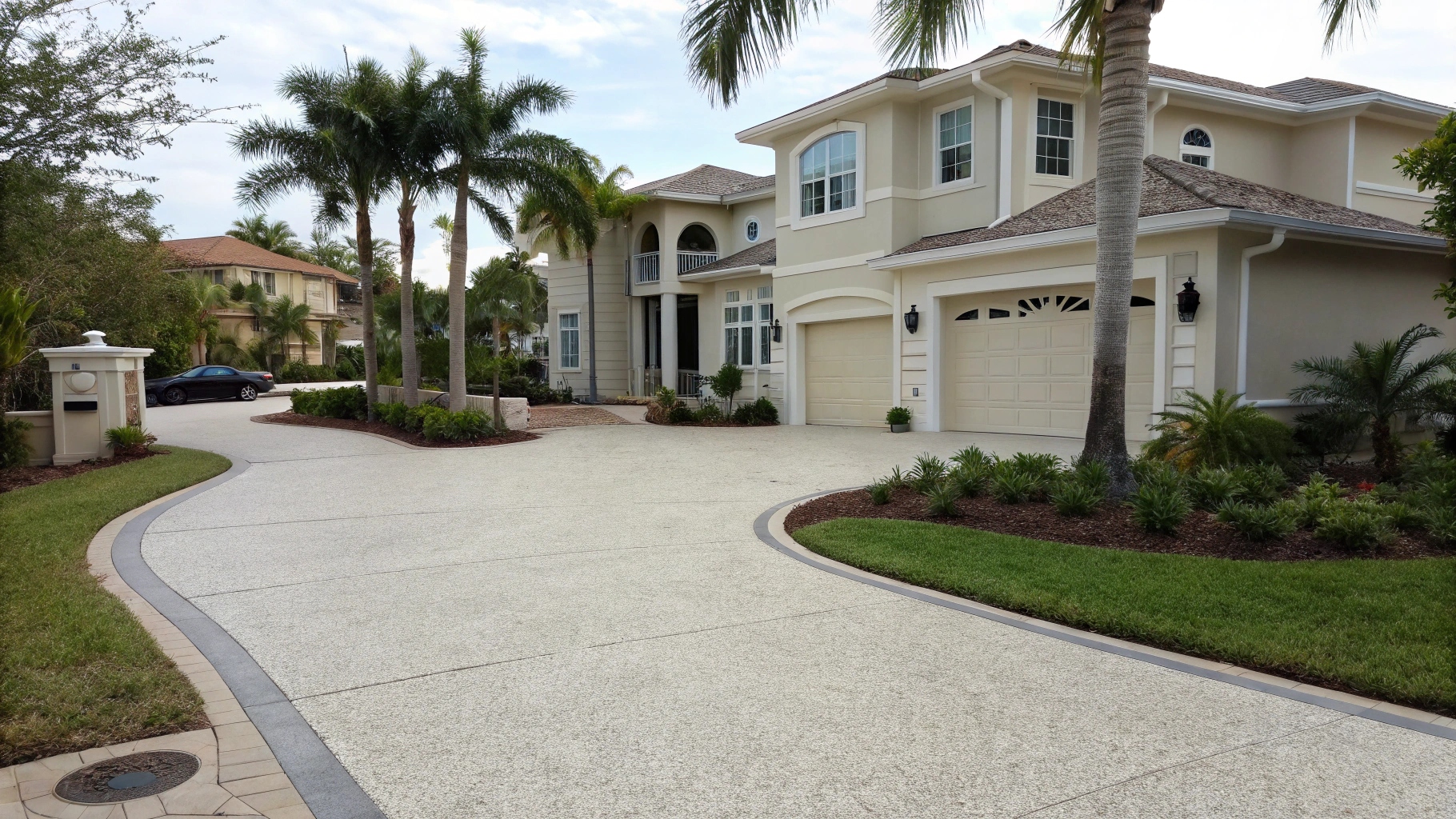 Decorative driveway epoxy coating for Kawana Waters residential property