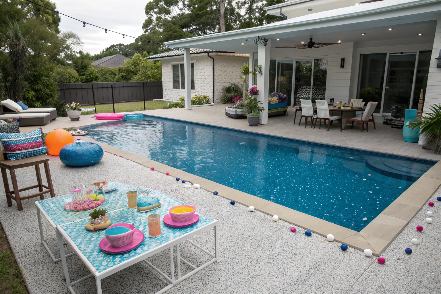 Pool deck epoxy applications creating safe entertaining space for lifestyle integration on Sunshine Coast property