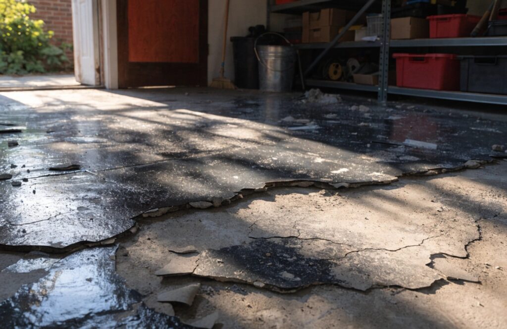 Bubbling and peeling epoxy floor caused by moisture vapour transmission